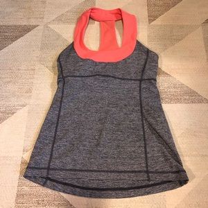 Lululemon Scoop Neck Coral Orange Gray Tank Size 4